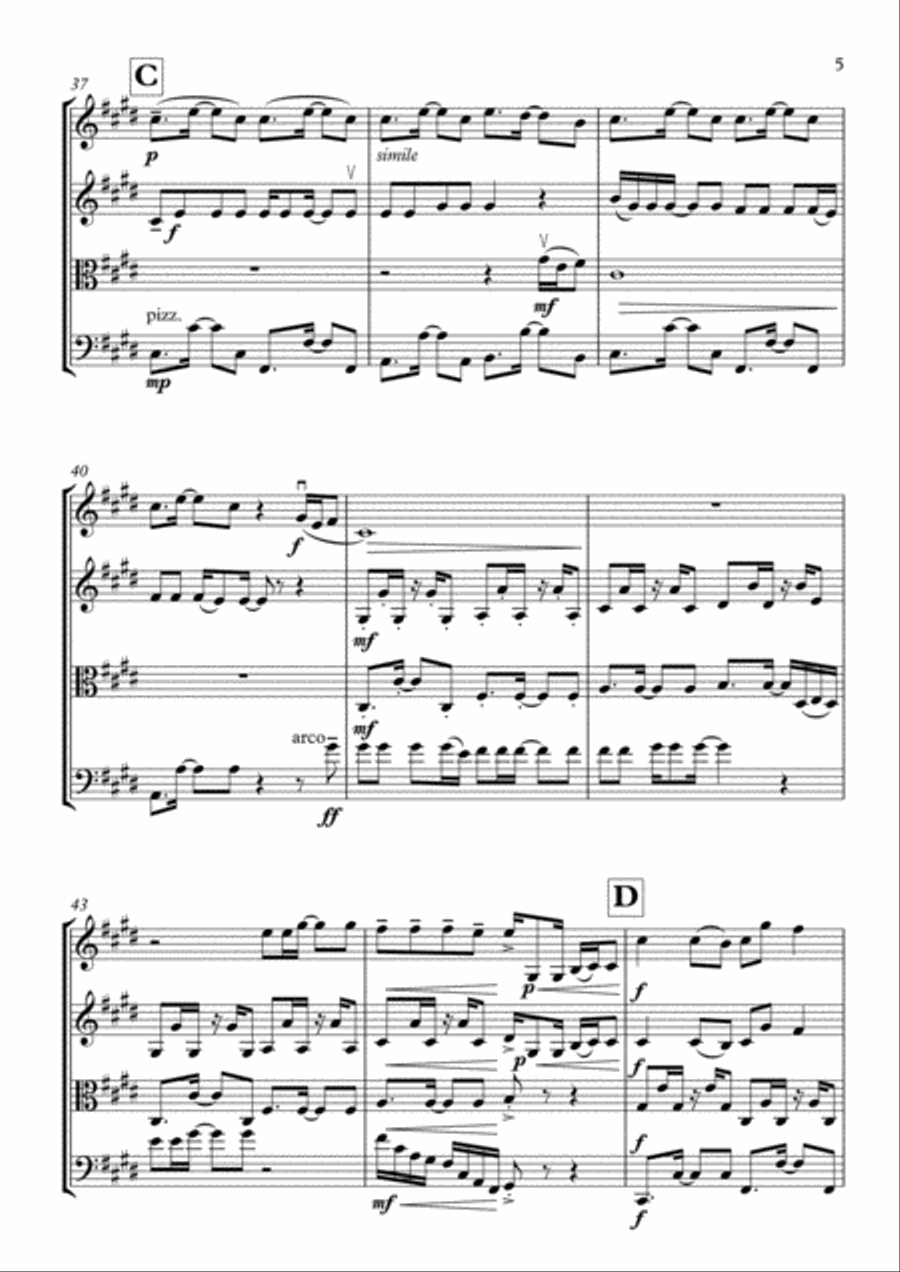 Shape Of You String Quartet scores gallery preview page 5