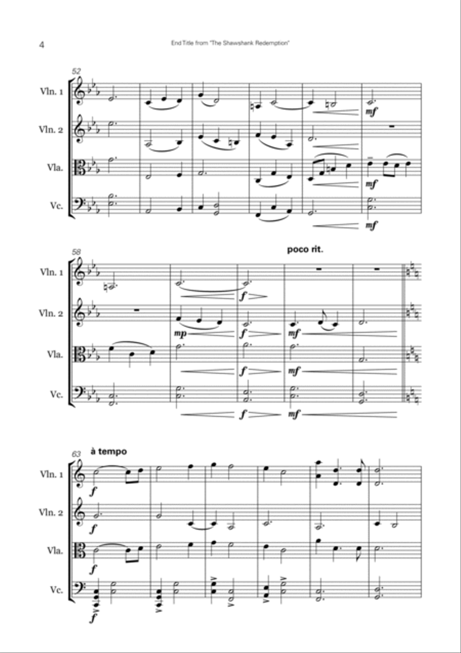 The Shawshank Redemption - End Title String Quartet scores gallery preview page 5