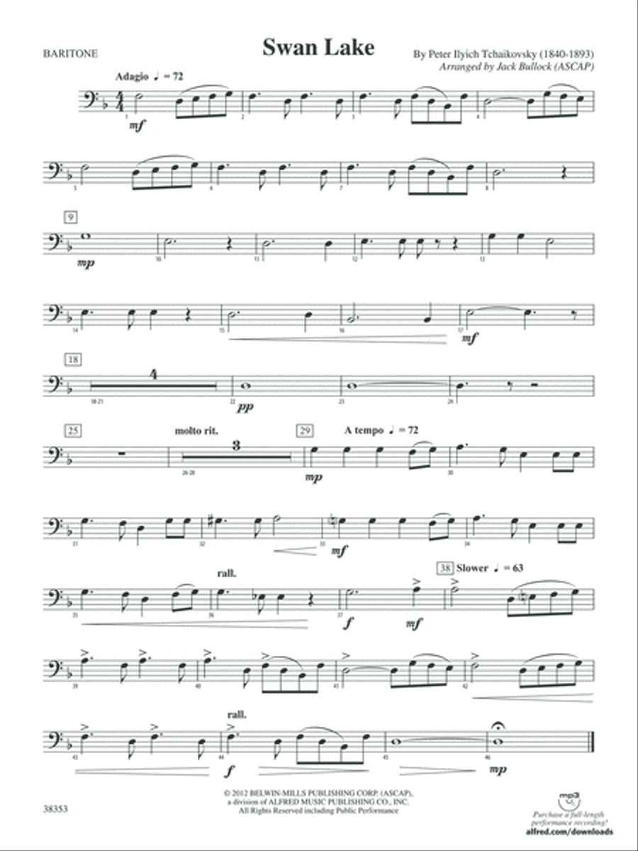 Swan Lake: Baritone B.C. Concert Band scores gallery preview page 1