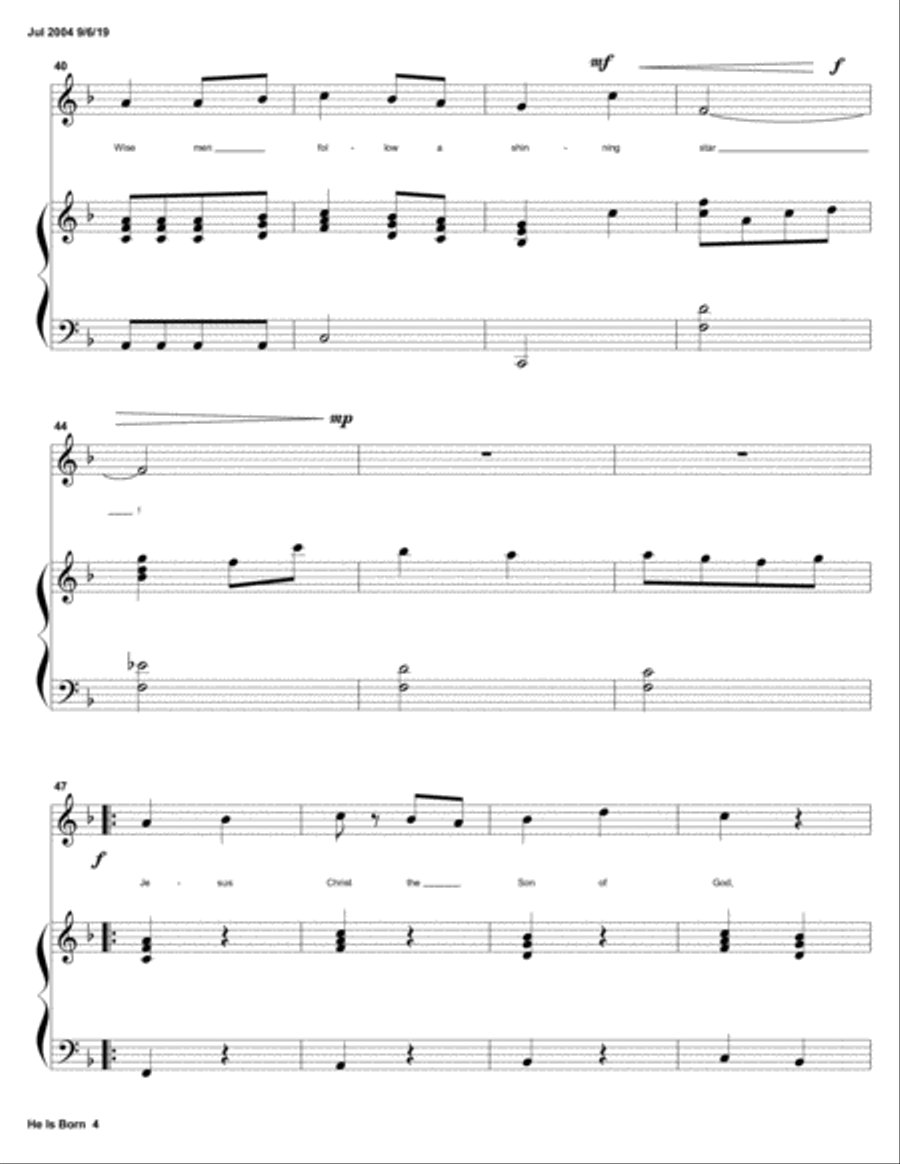 He is Born (Christmas Two-part Children's Choir) 2-Part scores gallery preview page 4