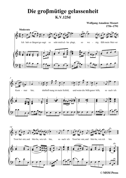 Mozart-Die groβmütige gelassenheit,in C Major,for Voice and Piano image number null