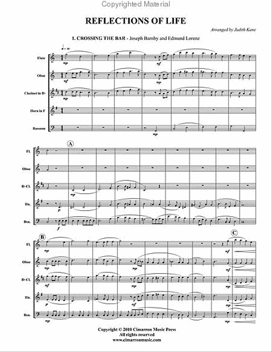 Reflections of Life Woodwind Quintet scores gallery preview page 2