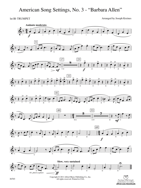 American Song Settings, No. 3 "Barbara Allen": 1st B-flat Trumpet
