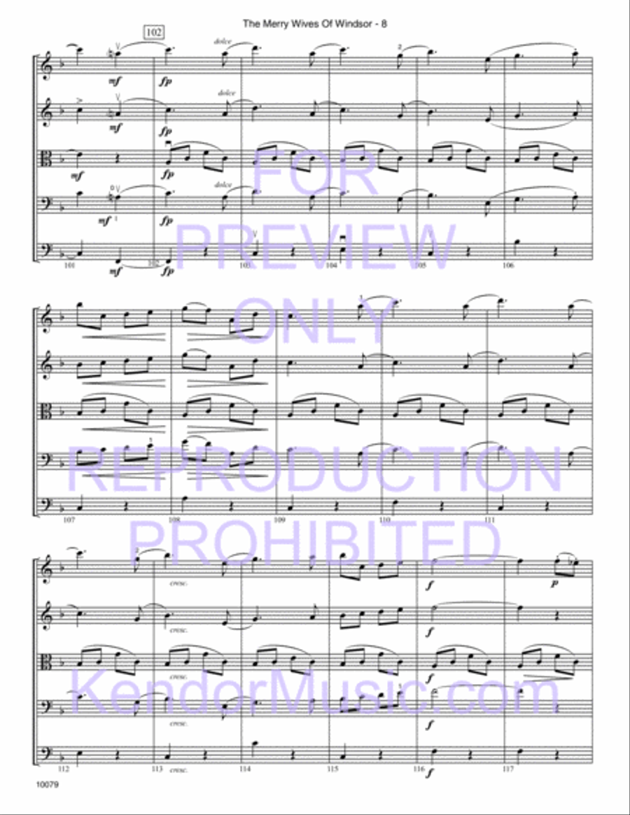 Merry Wives Of Windsor, The (Themes From The Overture) (Full Score) Orchestra scores gallery preview page 10