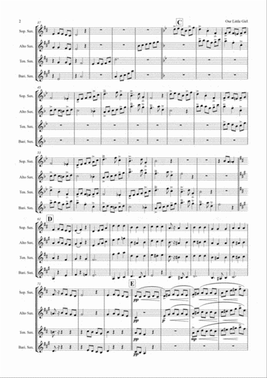 My Family 4 - Our Little Girl Saxophone Quartet scores gallery preview page 2