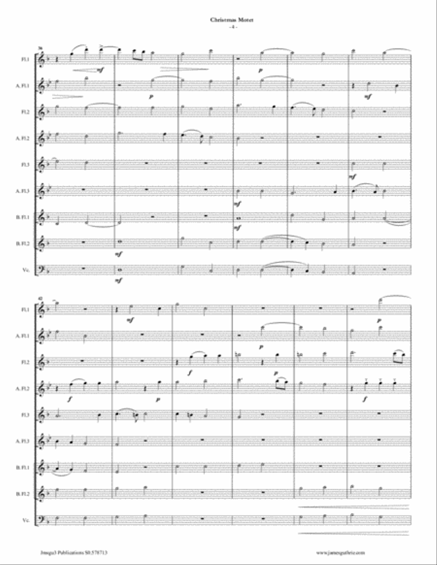 Mouton: Christmas Motet for Flute Choir Flute Choir scores gallery preview page 4