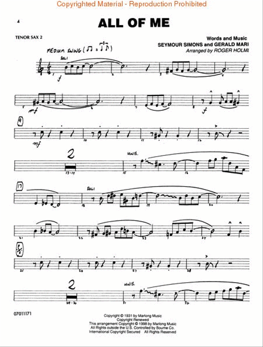 The Best of Easy Jazz – Tenor Sax 2 Jazz Ensemble scores gallery preview page 3