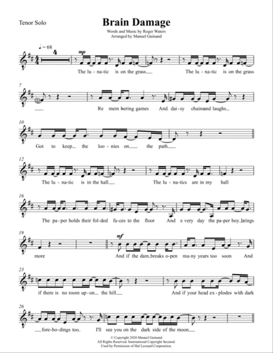 Brain Damage Brain Damage Voice scores gallery preview page 6
