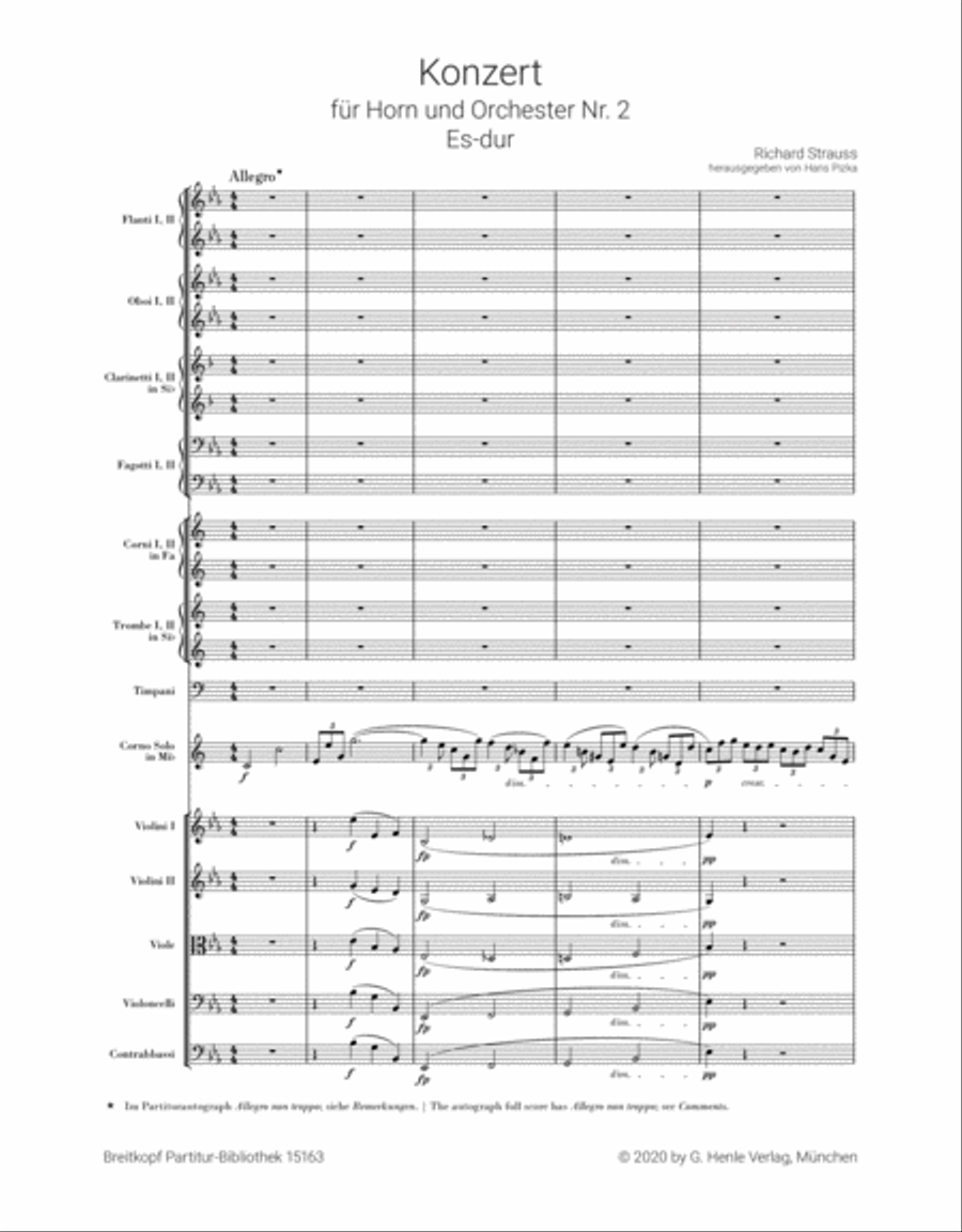 Horn Concerto No. 2 in E flat major TrV 283 Orchestra scores gallery preview page 2