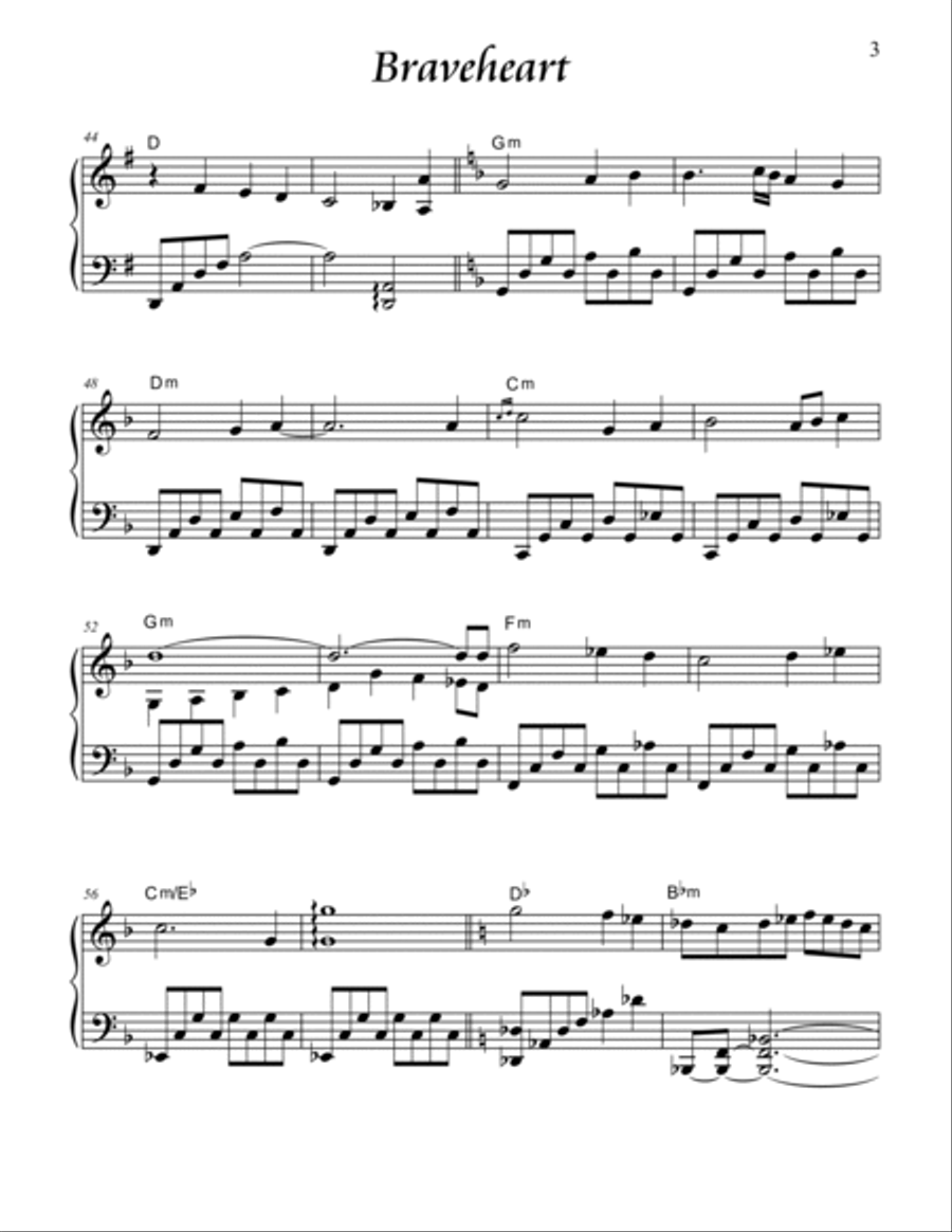 Braveheart - Main Title Piano Solo scores gallery preview page 3