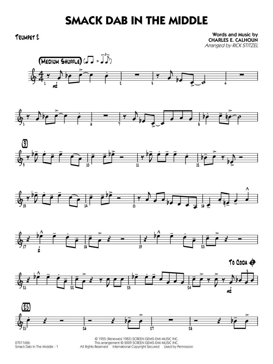 Smack Dab In The Middle - Trumpet 2 Jazz Ensemble scores gallery preview page 1
