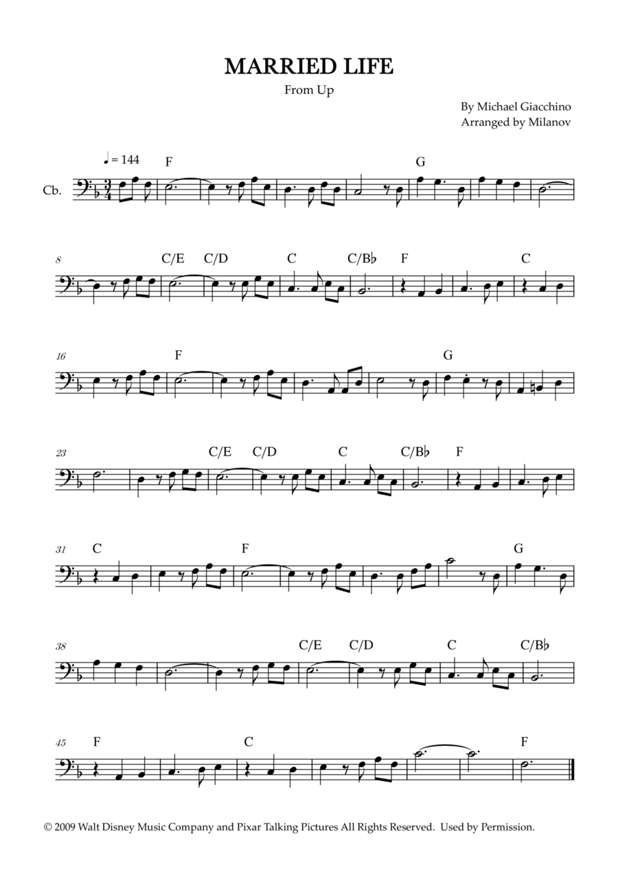 Married Life Double Bass scores gallery preview page 1