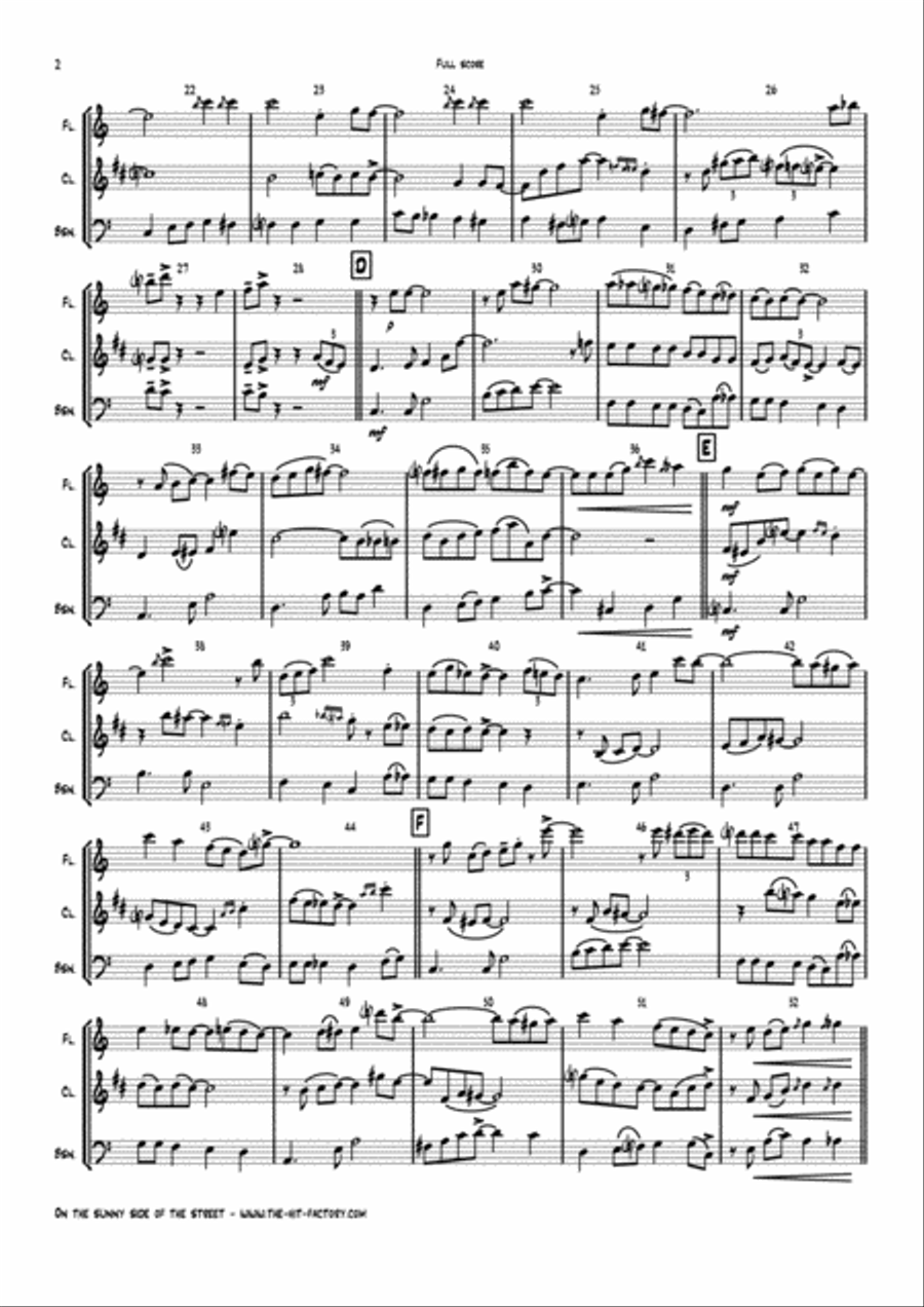 On The Sunny Side Of The Street Woodwind Trio scores gallery preview page 2