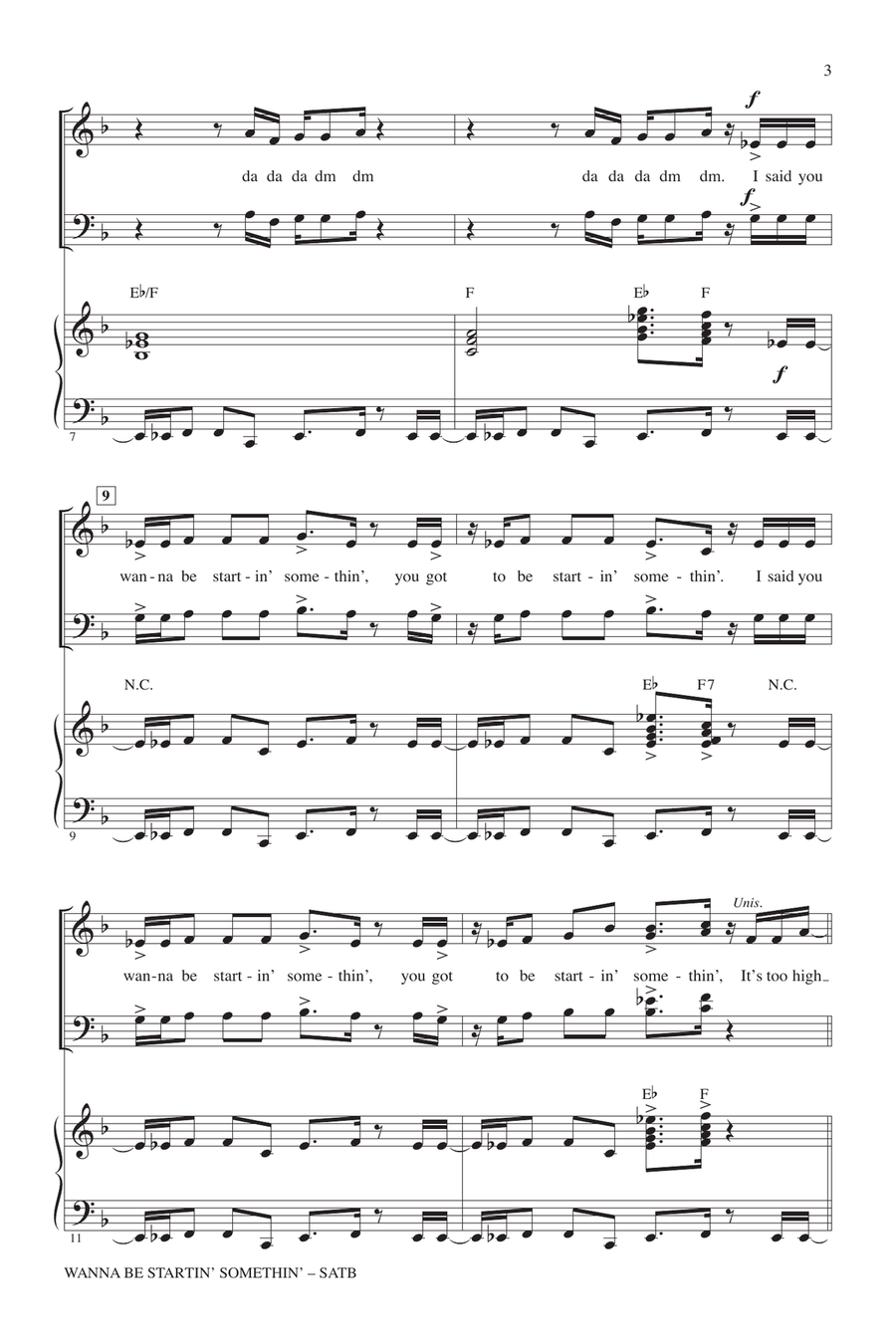 Wanna Be Startin' Somethin' 4-Part scores gallery preview page 2