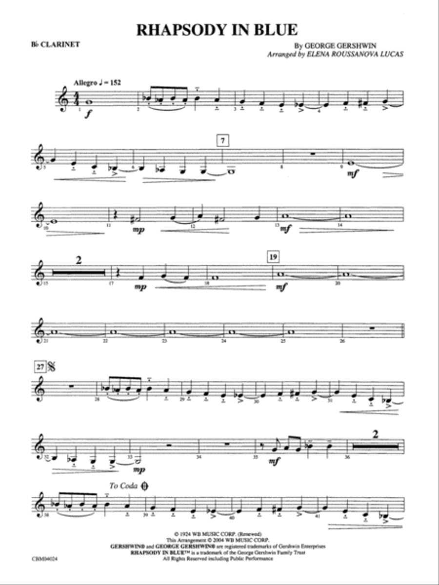 Book cover for Rhapsody in Blue™: 1st B-flat Clarinet
