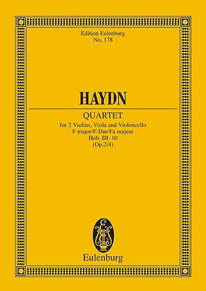 Book cover for String Quartet in F Major, Op. 2/4, Hob.III:10