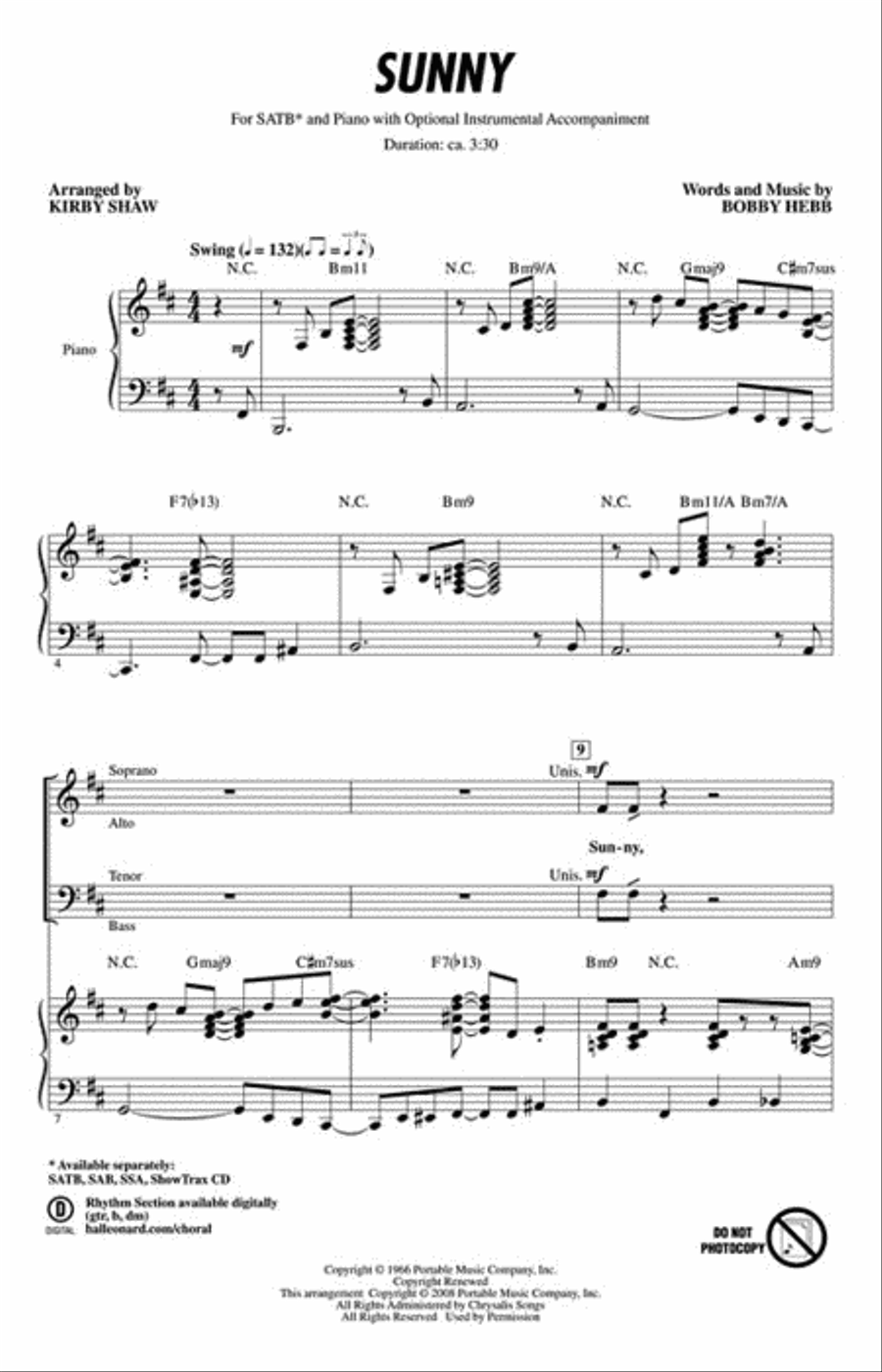 Sunny Sunny 4-Part scores gallery preview page 2