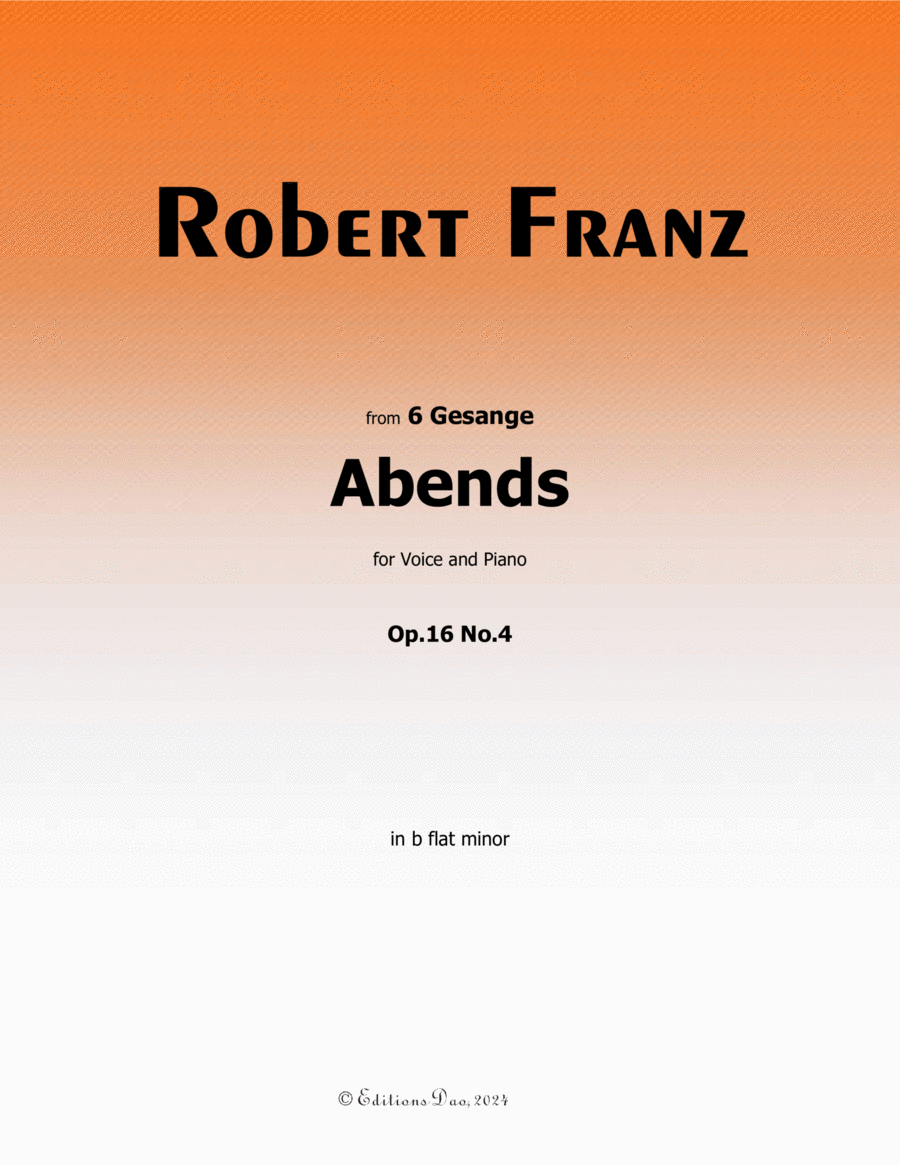 Abends, by Robert Franz, in b flat minor Voice scores gallery preview page 1