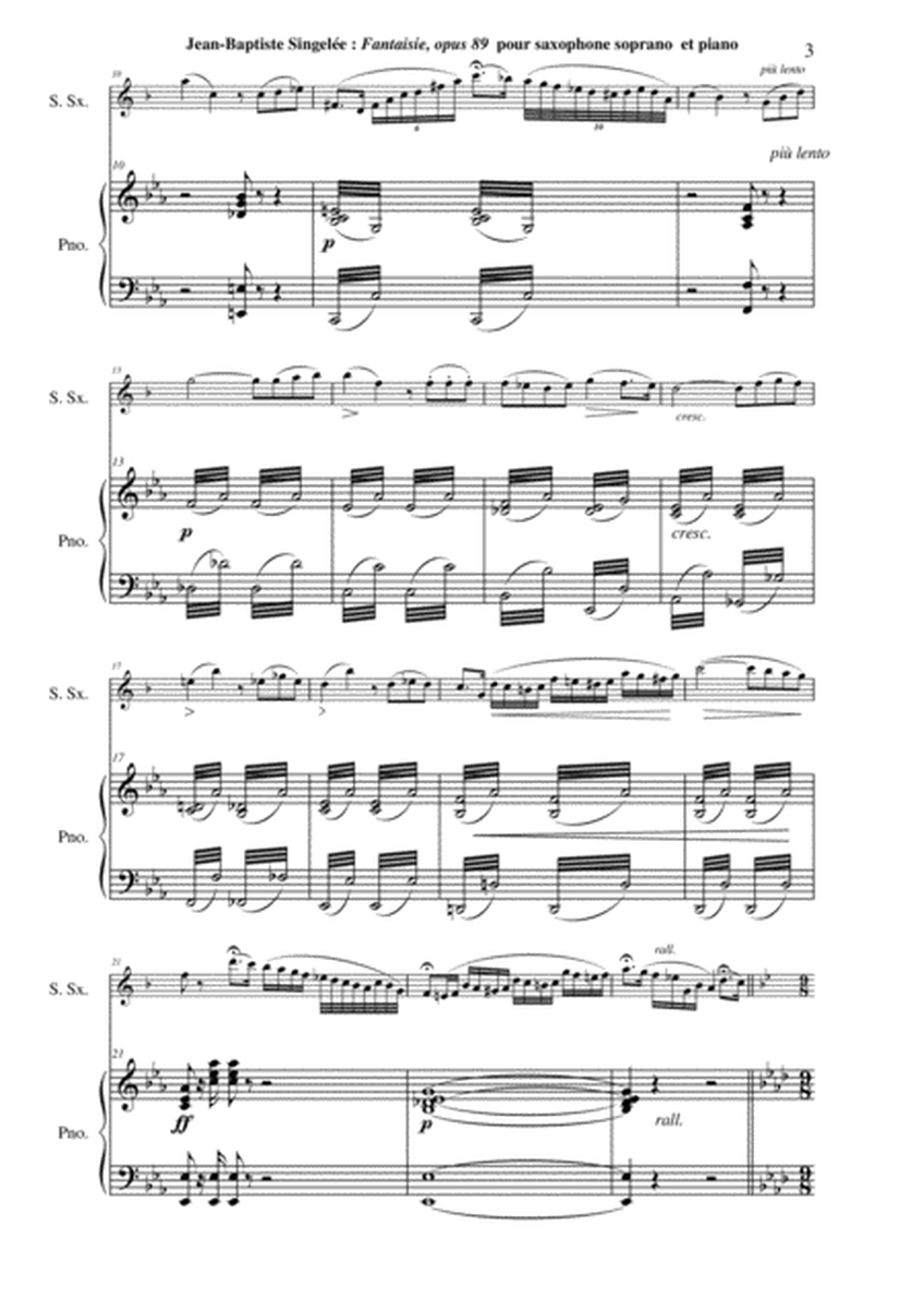 Jean-Baptiste Singelée: Fantaisie, opus 89 pour saxophone soprano et piano