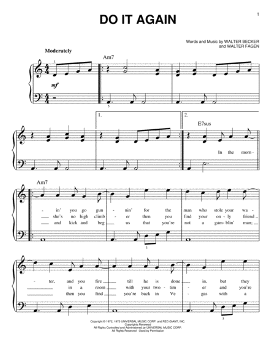 Do It Again Easy Piano scores gallery preview page 1