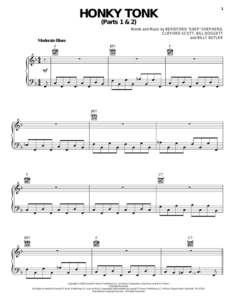 Honky Tonk (Parts 1 & 2) Guitar scores gallery preview page 1