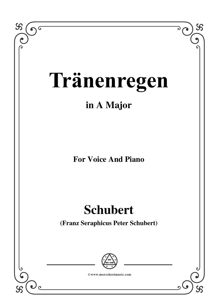 Schubert-Tränenregen,from 'Die Schöne Müllerin',Op.25 No.10,in A Major,for Voice&Piano Piano, Vocal scores gallery preview page 1