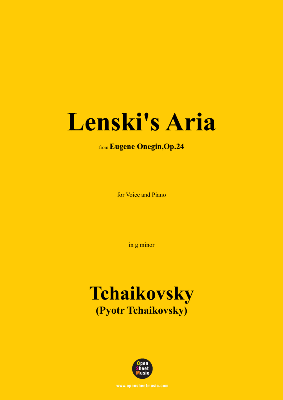 Tchaikovsky-Lenski's Aria,from 'Eugene Onegin,Op.24',Op.24,in g minor Voice Solo scores gallery preview page 1