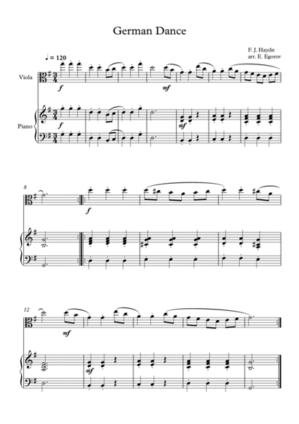 German Dance, Franz Joseph Haydn, For Viola & Piano image number null