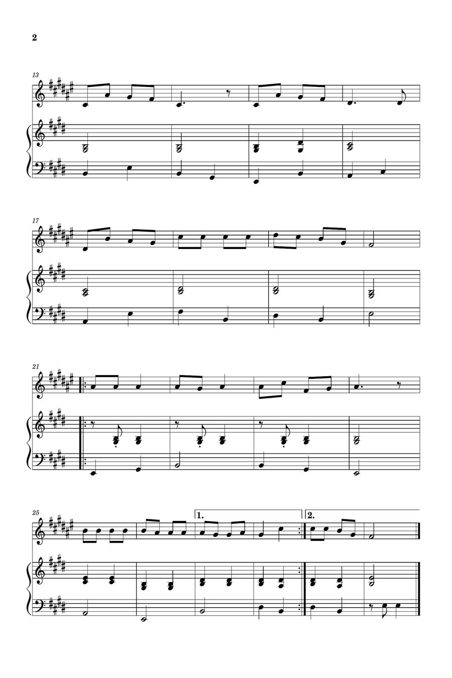 Jingle Bells for Trumpet and Piano (Easy - Beginner) B-Flat Trumpet scores gallery preview page 2