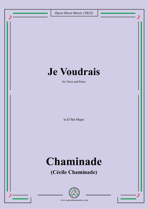 Book cover for Chaminade-Je voudrais,in D flat Major,for Voice and Piano