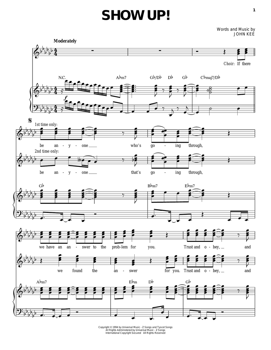 Show Up! Piano, Vocal, Guitar scores gallery preview page 1