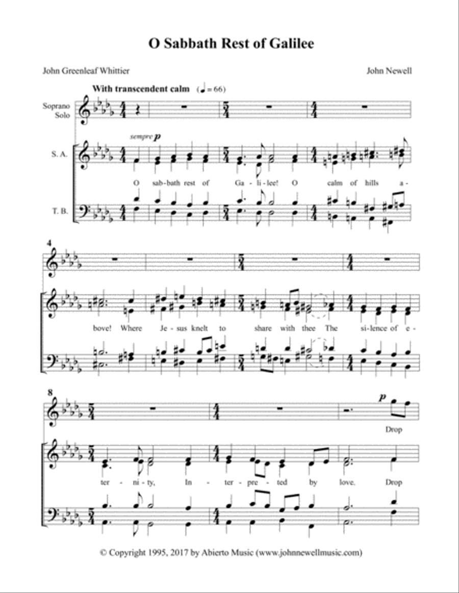 O Sabbath Rest of Galilee 4-Part scores gallery preview page 2