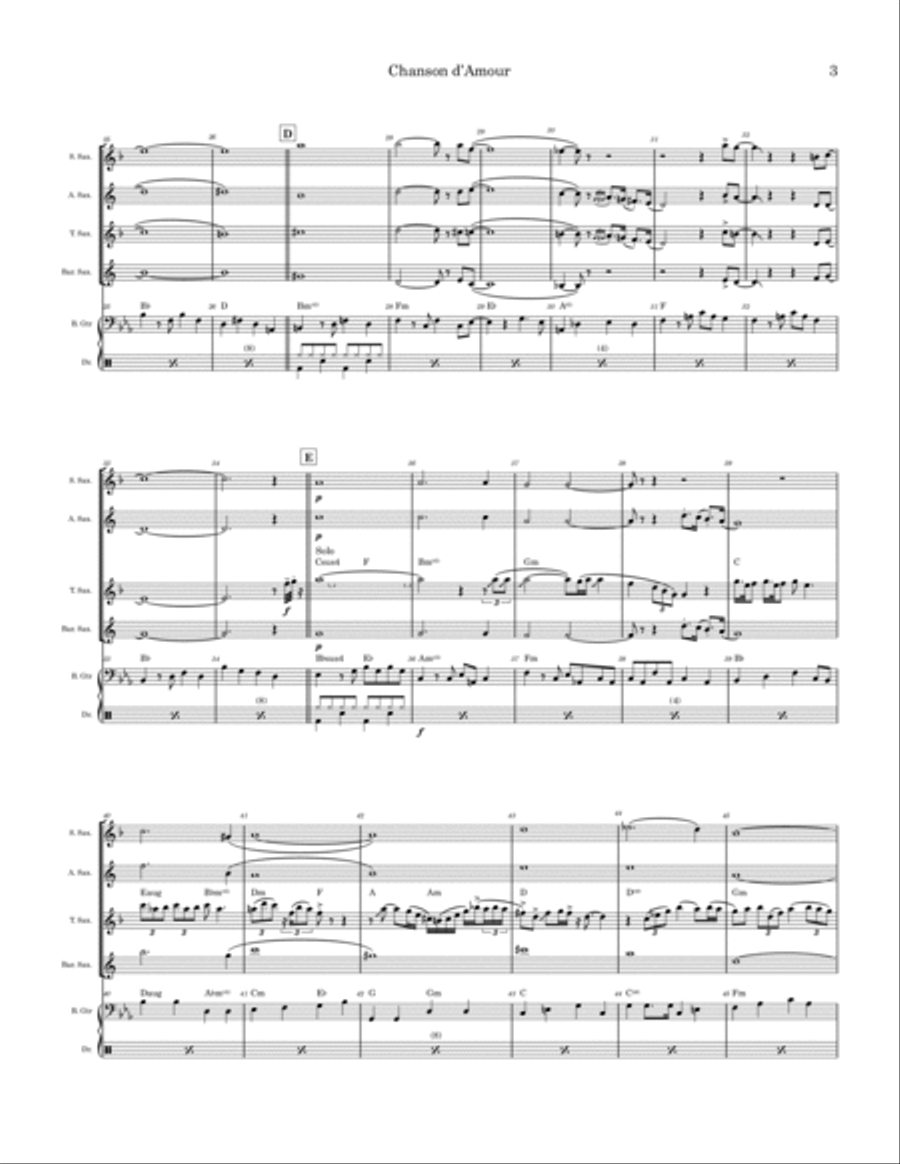 Chanson D'amour Saxophone Quartet scores gallery preview page 3
