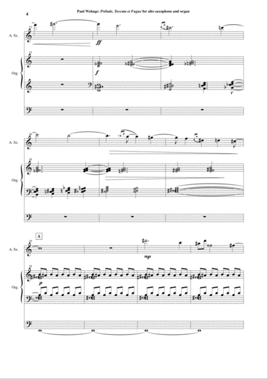 Paul Wehage: Prélude, Toccata et Fugue for alto saxophone and organ Woodwind Duet scores gallery preview page 4