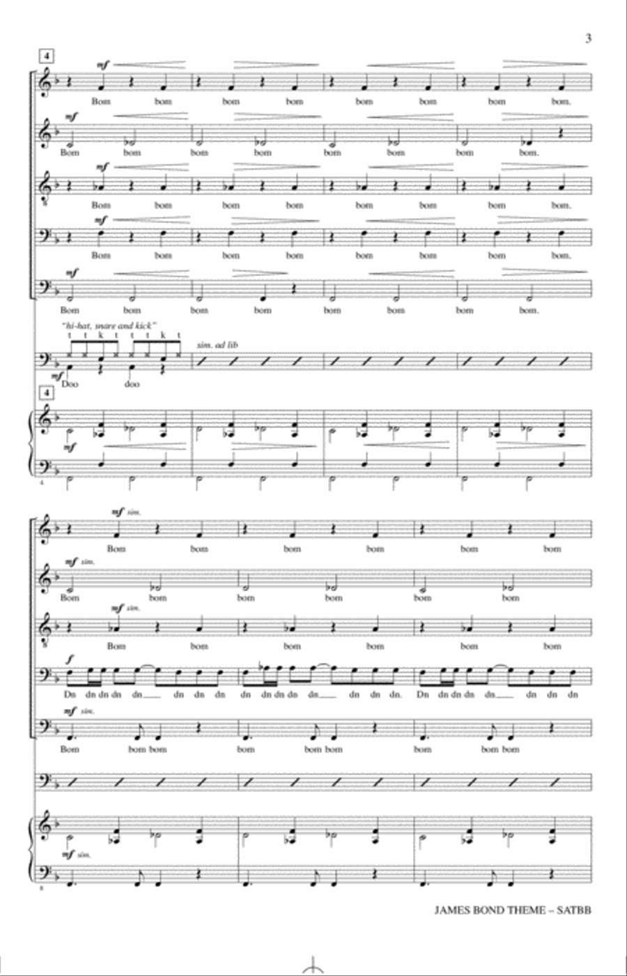 James Bond Theme (arr. Alan Billingsley) 4-Part scores gallery preview page 2