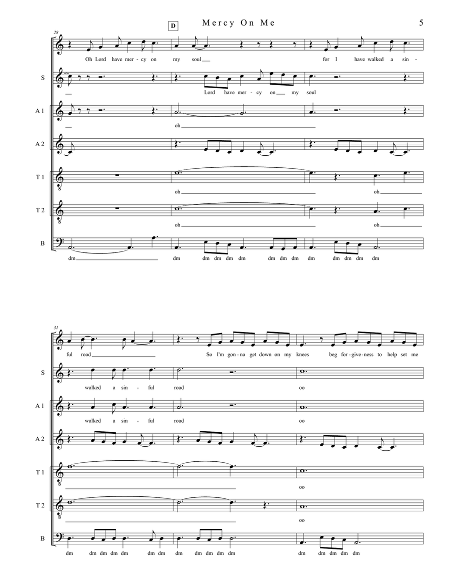 Mercy On Me Mercy On Me 4-Part scores gallery preview page 5
