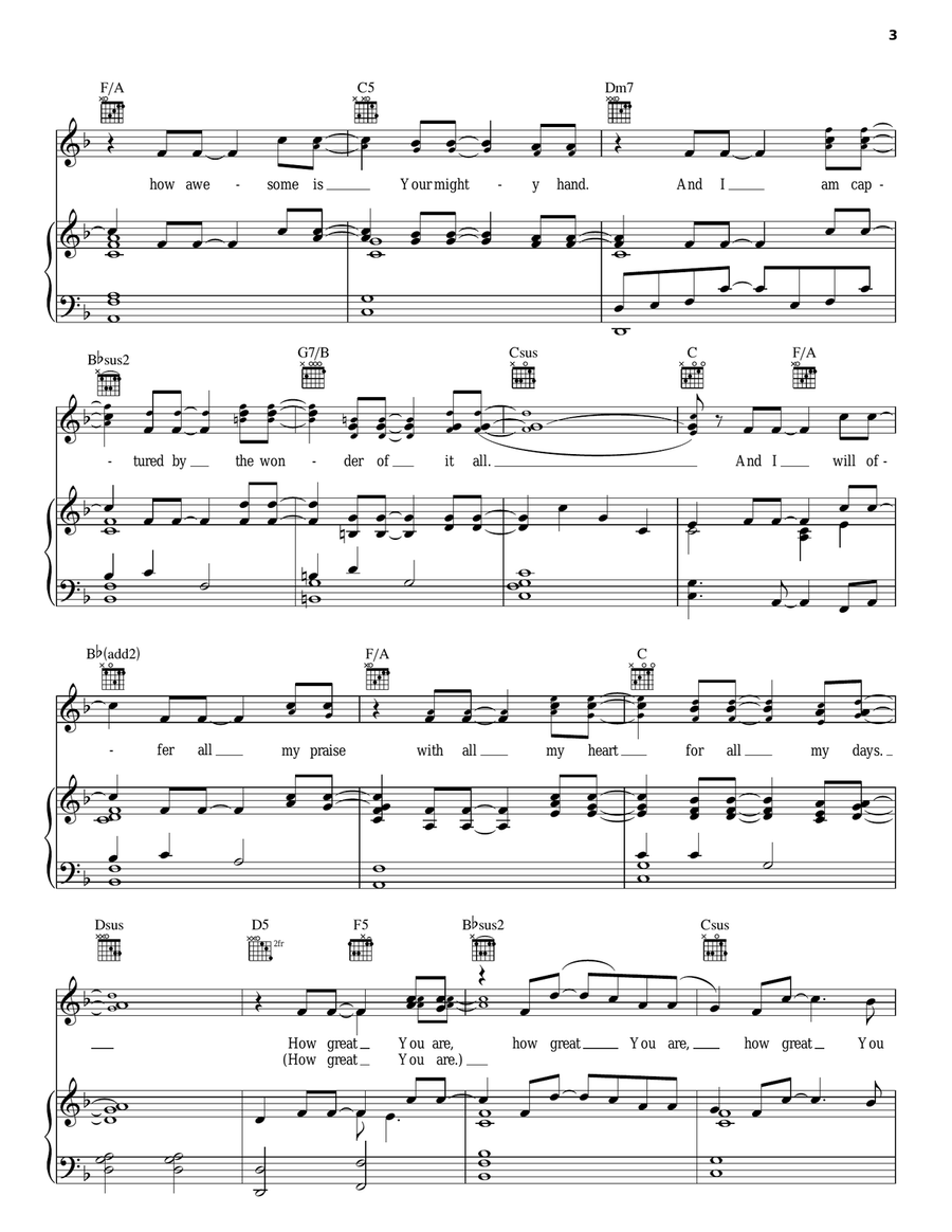 How Great You Are Piano, Vocal, Guitar scores gallery preview page 3