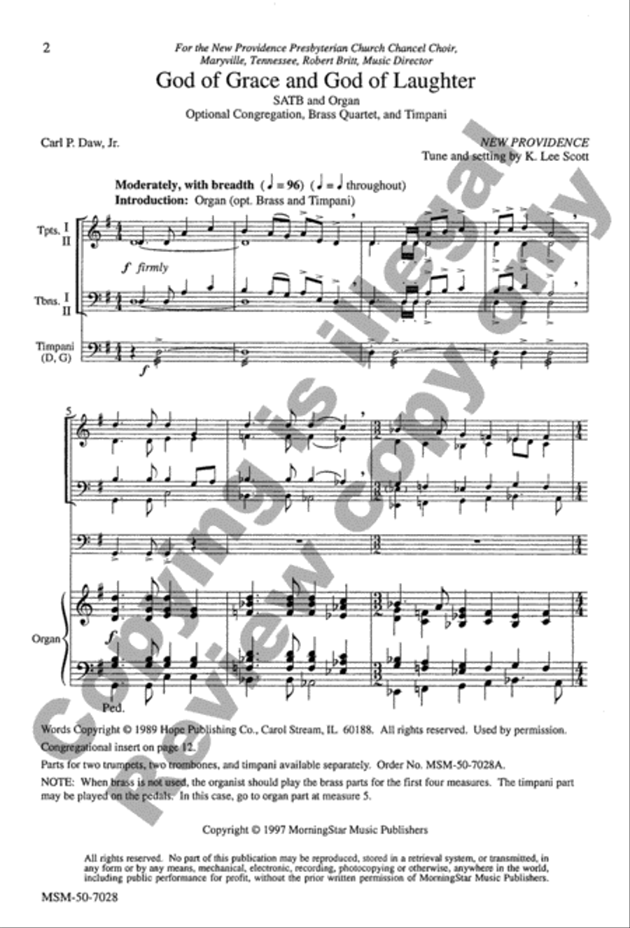 God of Grace and God of Laughter 4-Part scores gallery preview page 2