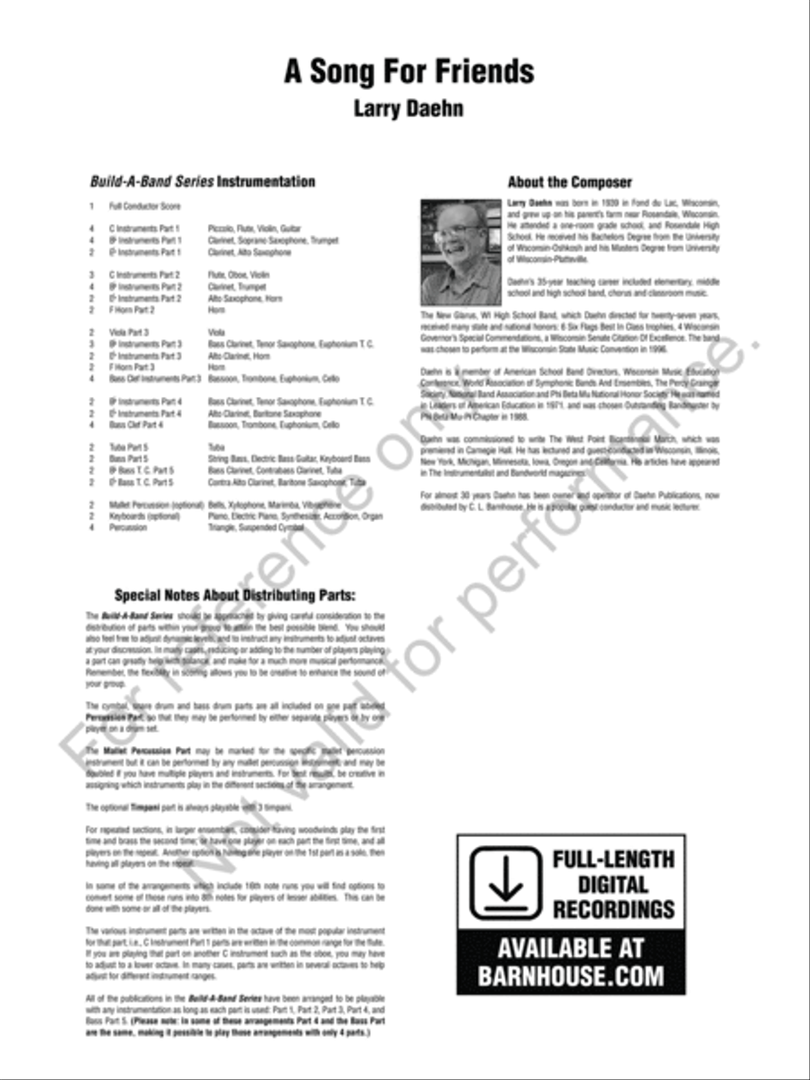 A Song For Friends Concert Band scores gallery preview page 3