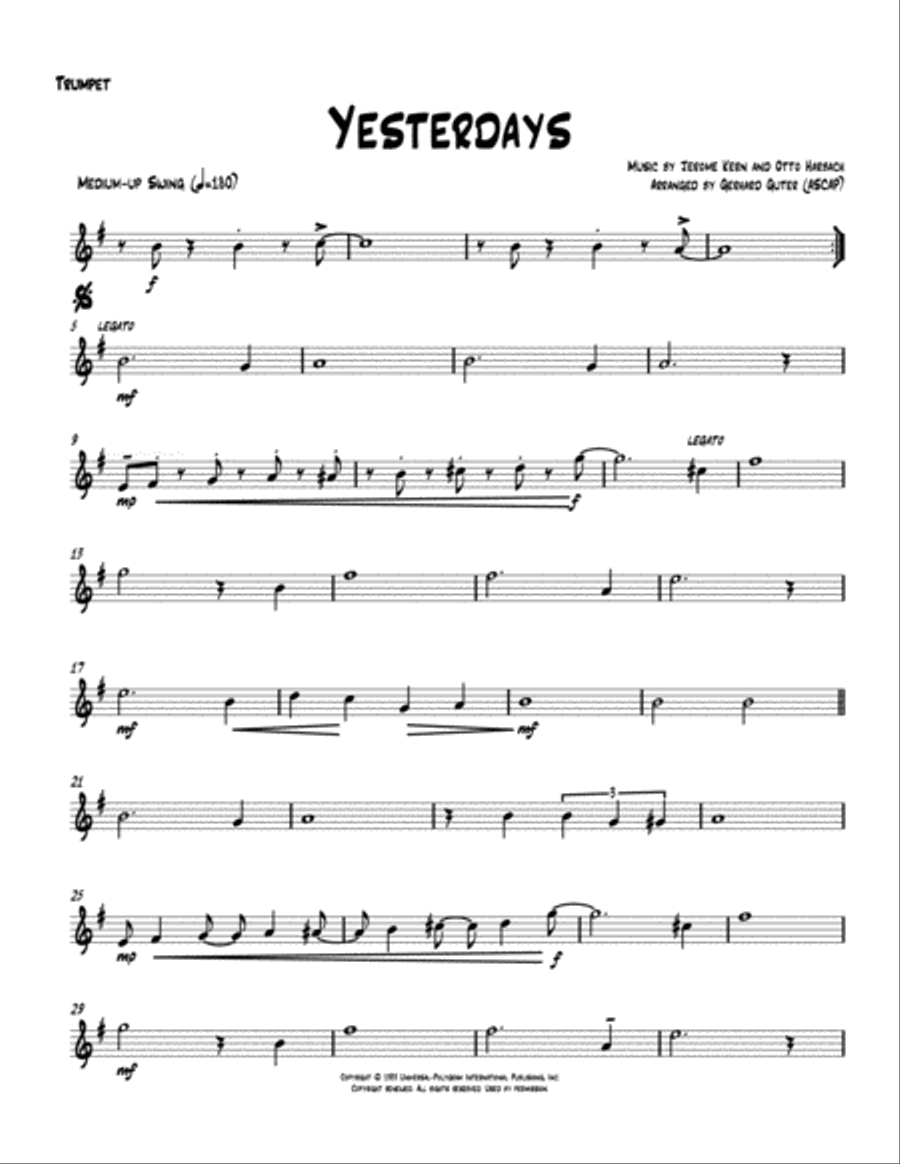 Yesterdays Jazz Ensemble scores gallery preview page 1