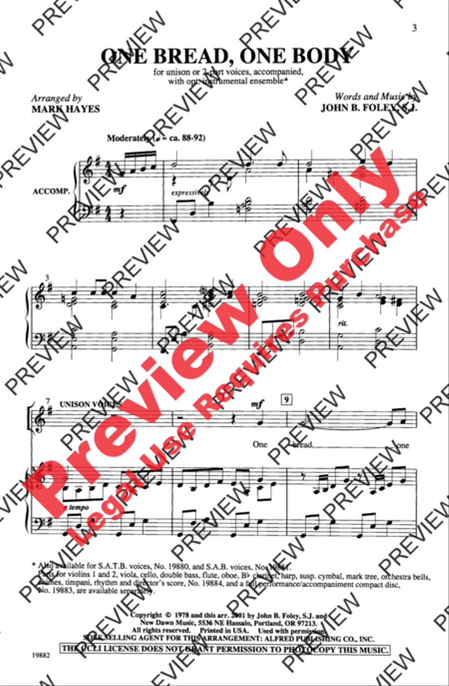 One Bread, One Body Unison Choir scores gallery preview page 3