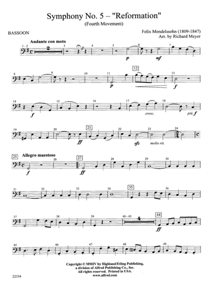 Symphony No. 5 "Reformation" (4th Movement): Bassoon