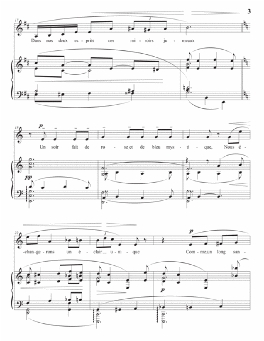 DEBUSSY: La mort des amants (transposed to D major) Voice scores gallery preview page 4