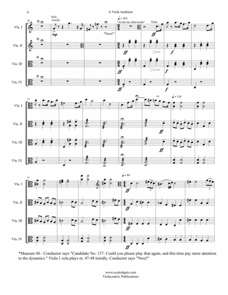 A Viola Audition for 4-part Viola Ensemble or Viola Quartet