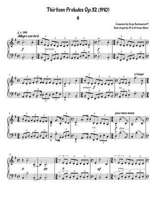 Serge Rachmaninoff 13 Prelude Op. 32 No. 4 (intermediate/early advanced piano)