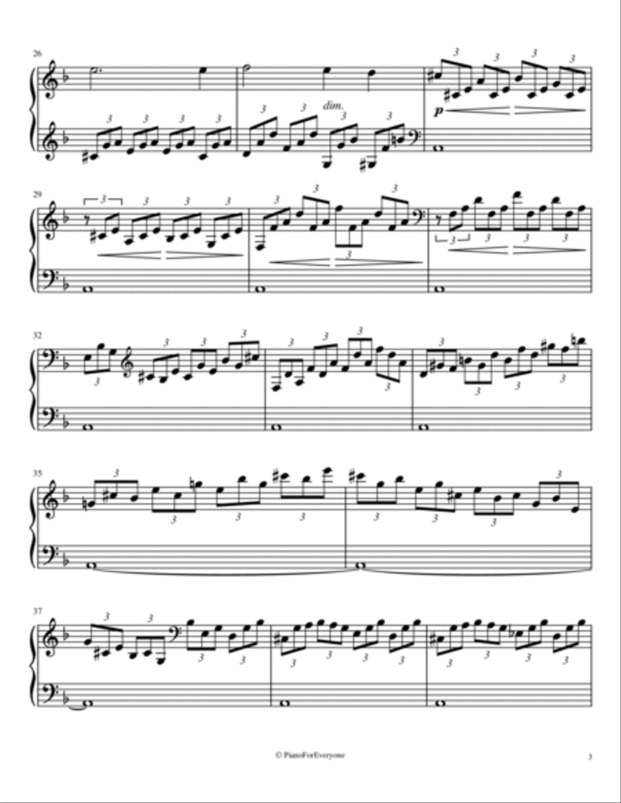 Moonlight Sonata 1st Movement - Beethoven (Easy Piano) Easy Piano scores gallery preview page 3
