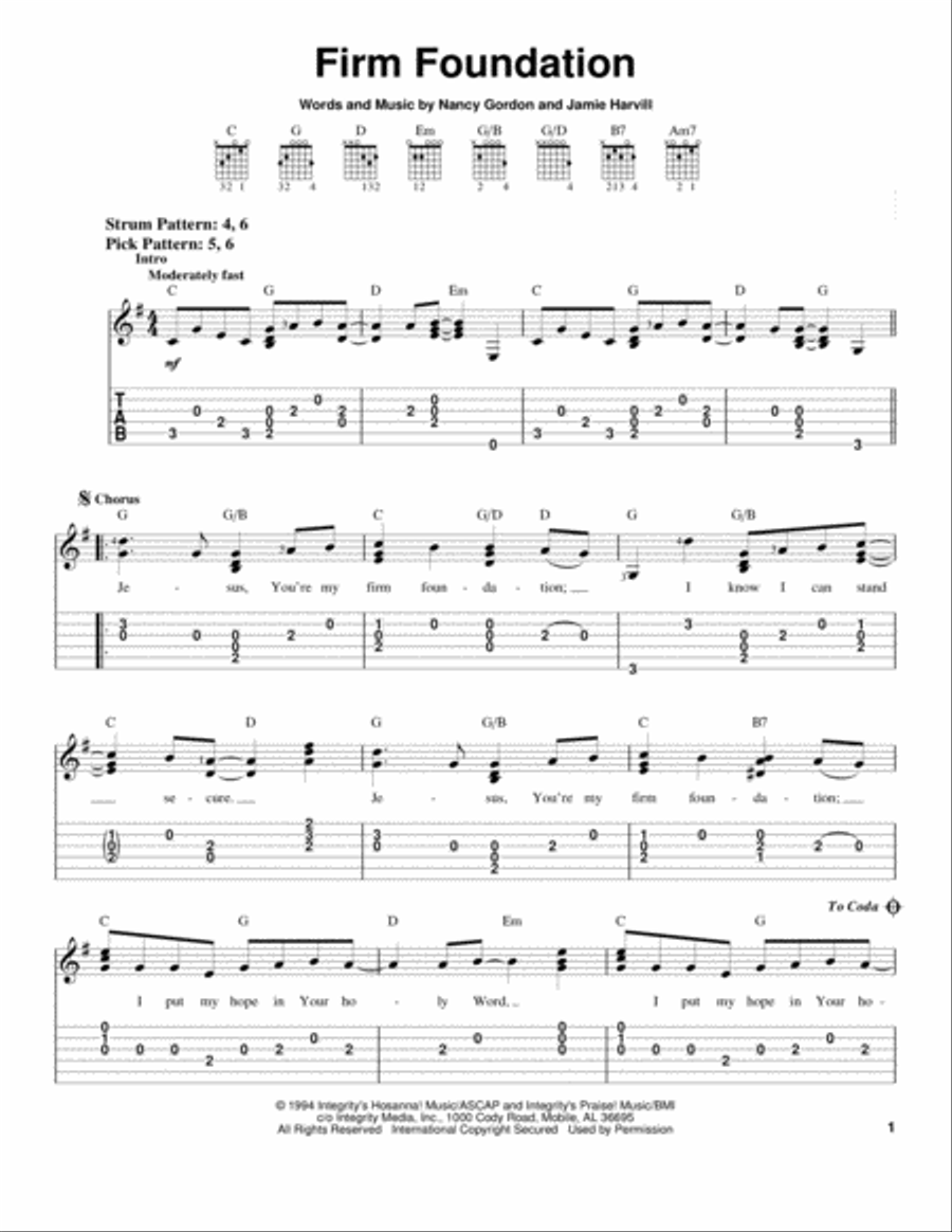 Firm Foundation Firm Foundation Guitar Tablature scores gallery preview page 1