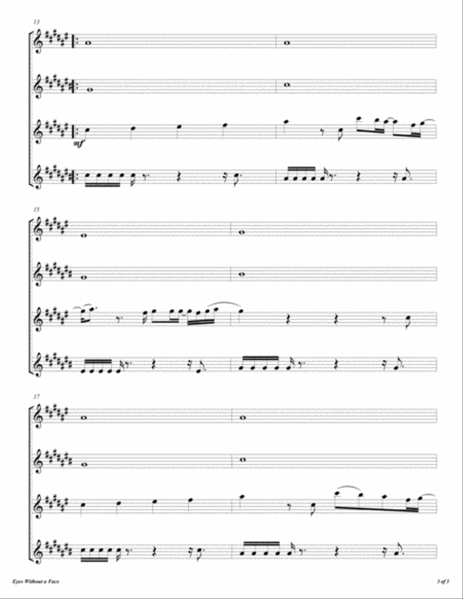 Eyes Without A Face Woodwind Quartet scores gallery preview page 4