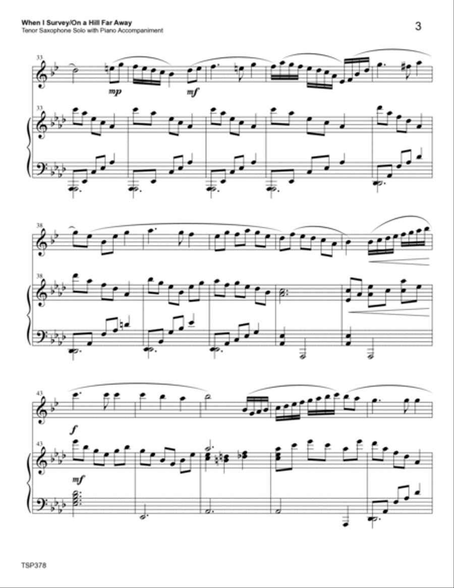 WHEN I SURVEY THE WONDROUS CROSS with THE OLD RUGGED CROSS - Tenor Saxophone Solo with Piano Accomp Tenor Saxophone scores gallery preview page 3
