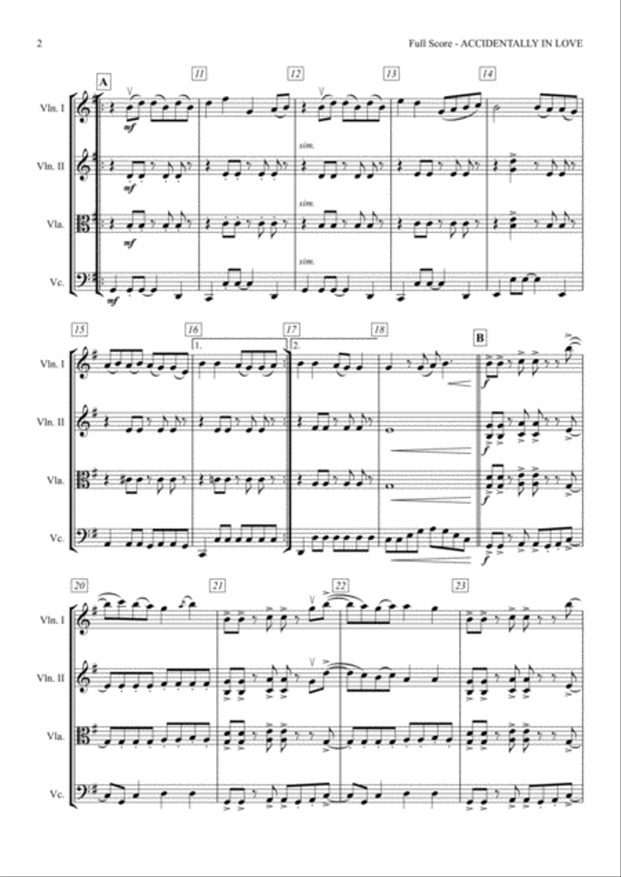 Accidentally In Love Accidentally In Love String Quartet scores gallery preview page 2